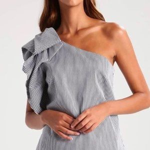 Banana Republic One Shoulder Bow Stripe Top